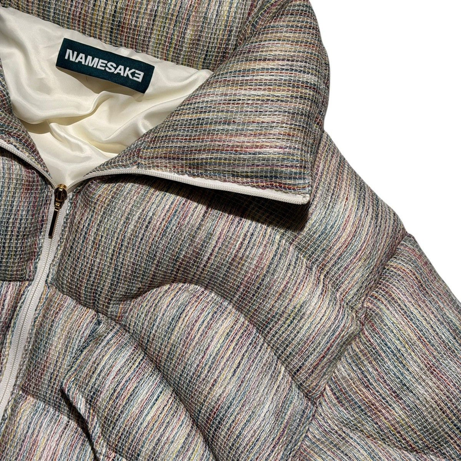 Cropped wave puffer jacket