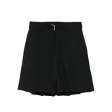 Tailored pleated belted shorts