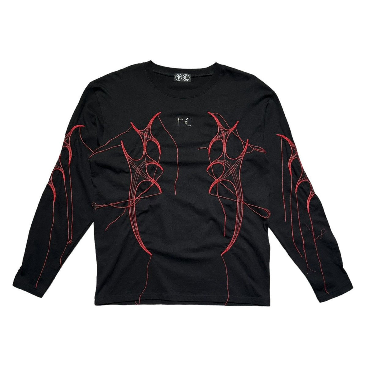 Embroidered hanging thread stitching long sleeve