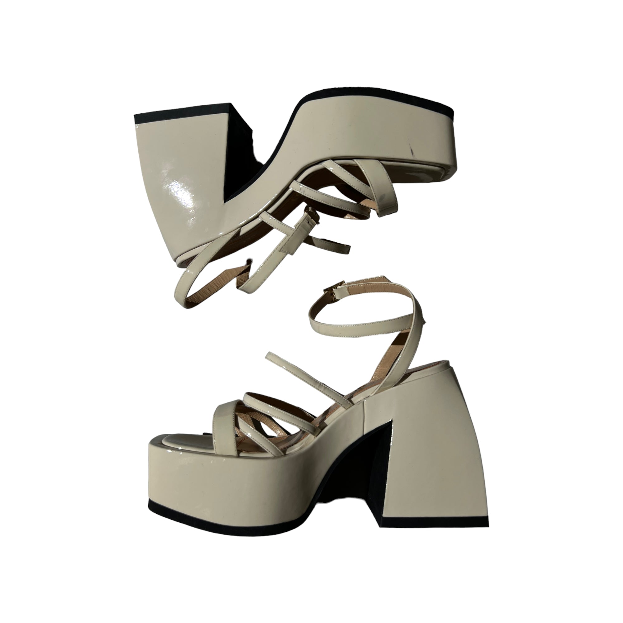 Patent chunky heel