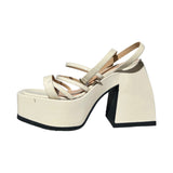 Patent chunky heel