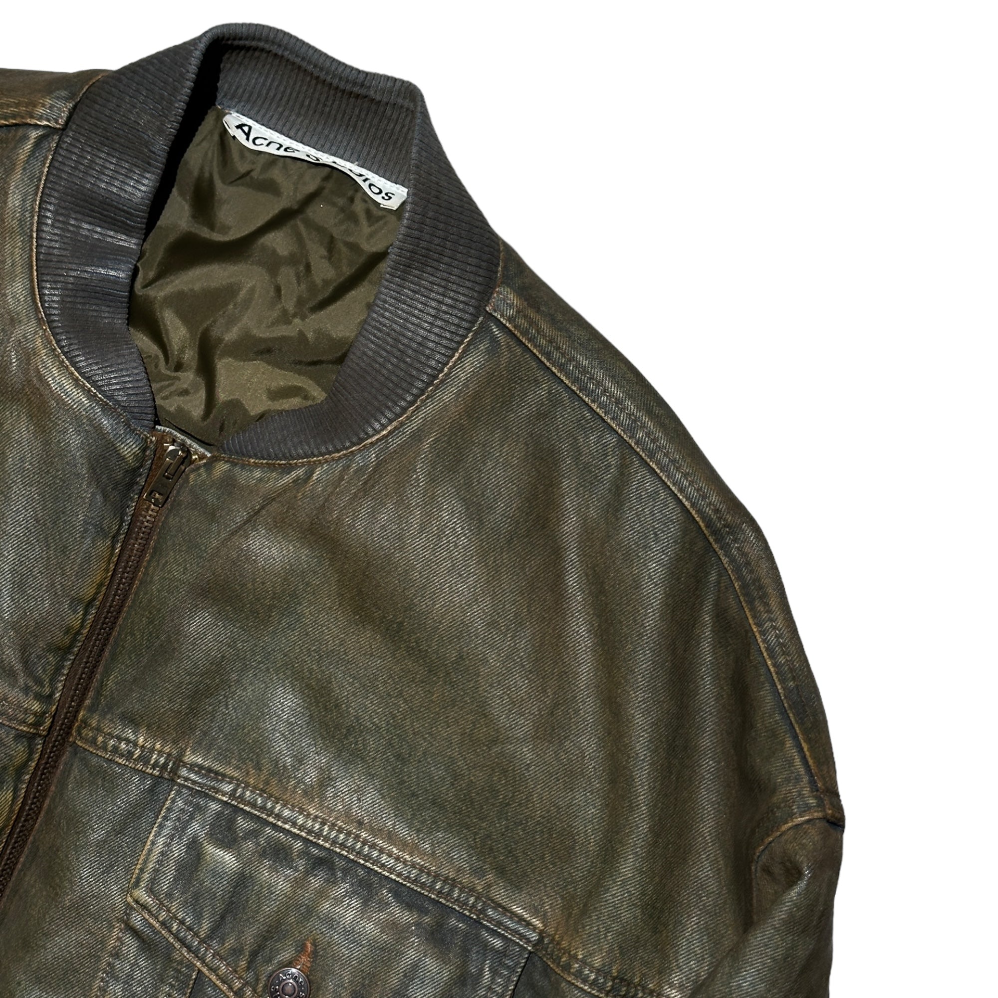 Mud waxed oversized denim bomber