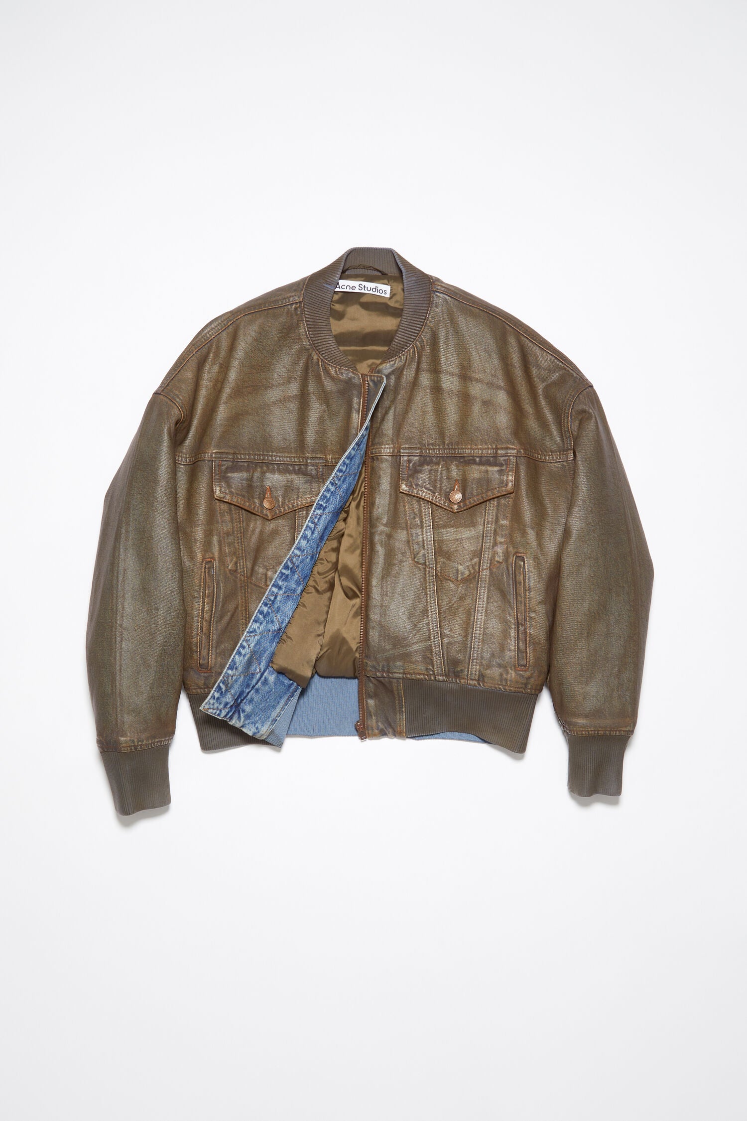 Mud waxed oversized denim bomber