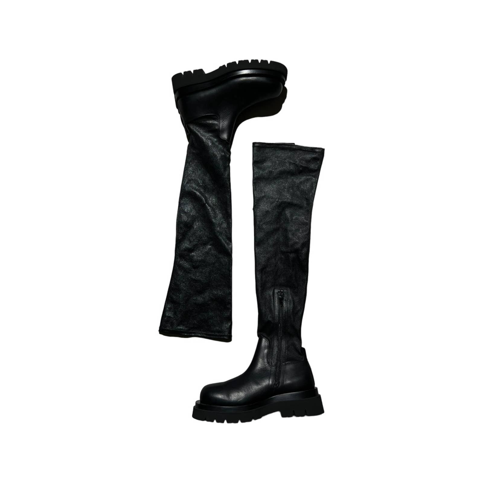 over the knee leather lug boot