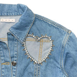 crystal heart denim jacket