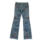 2003 embroidered scribble doodle denim