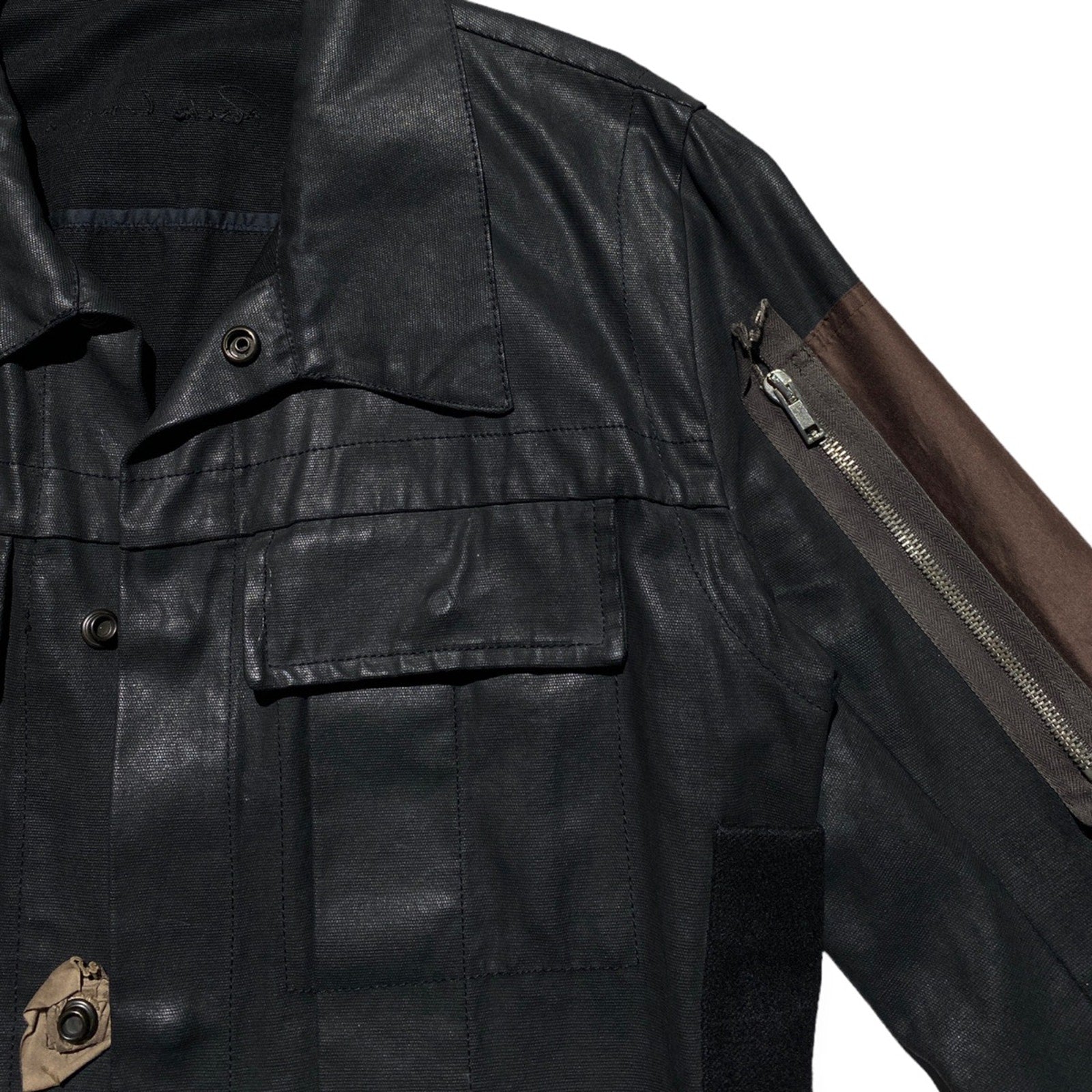 2003 “Suckerball” waxed denim cargo runway jacket