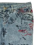 2003 embroidered scribble doodle denim