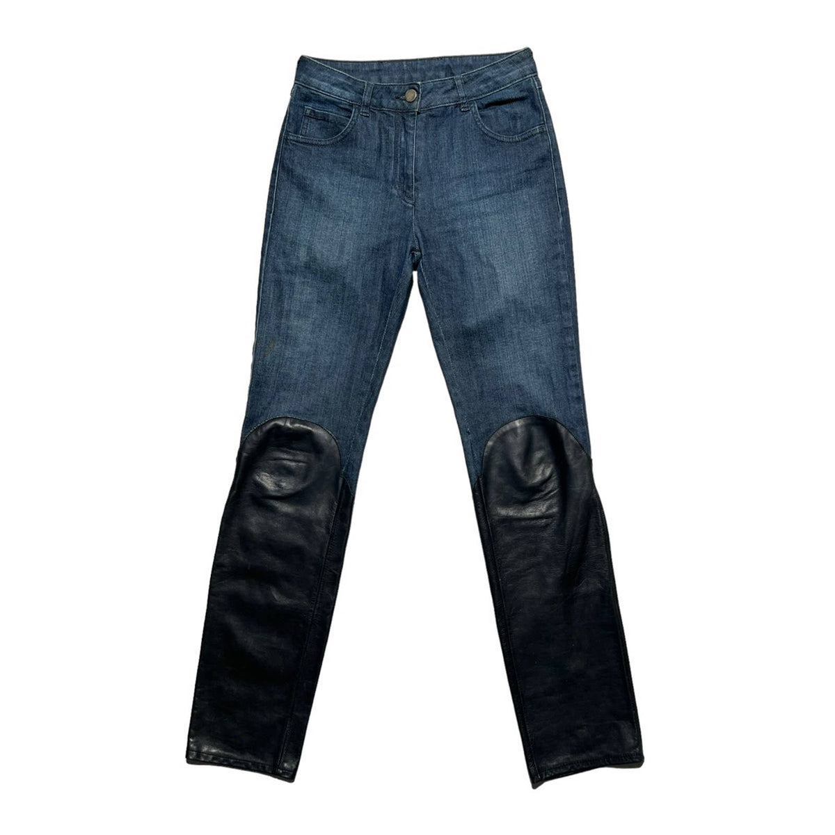 Hybrid leather leg denim