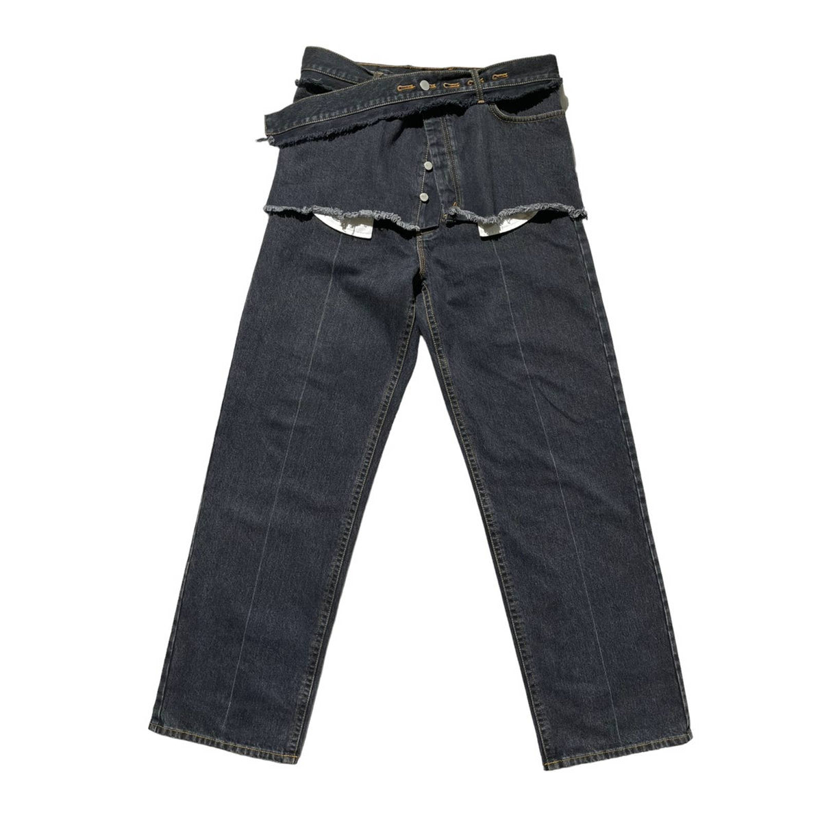 removable skirted adjustable waist denim