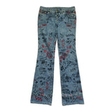 2003 embroidered scribble doodle denim