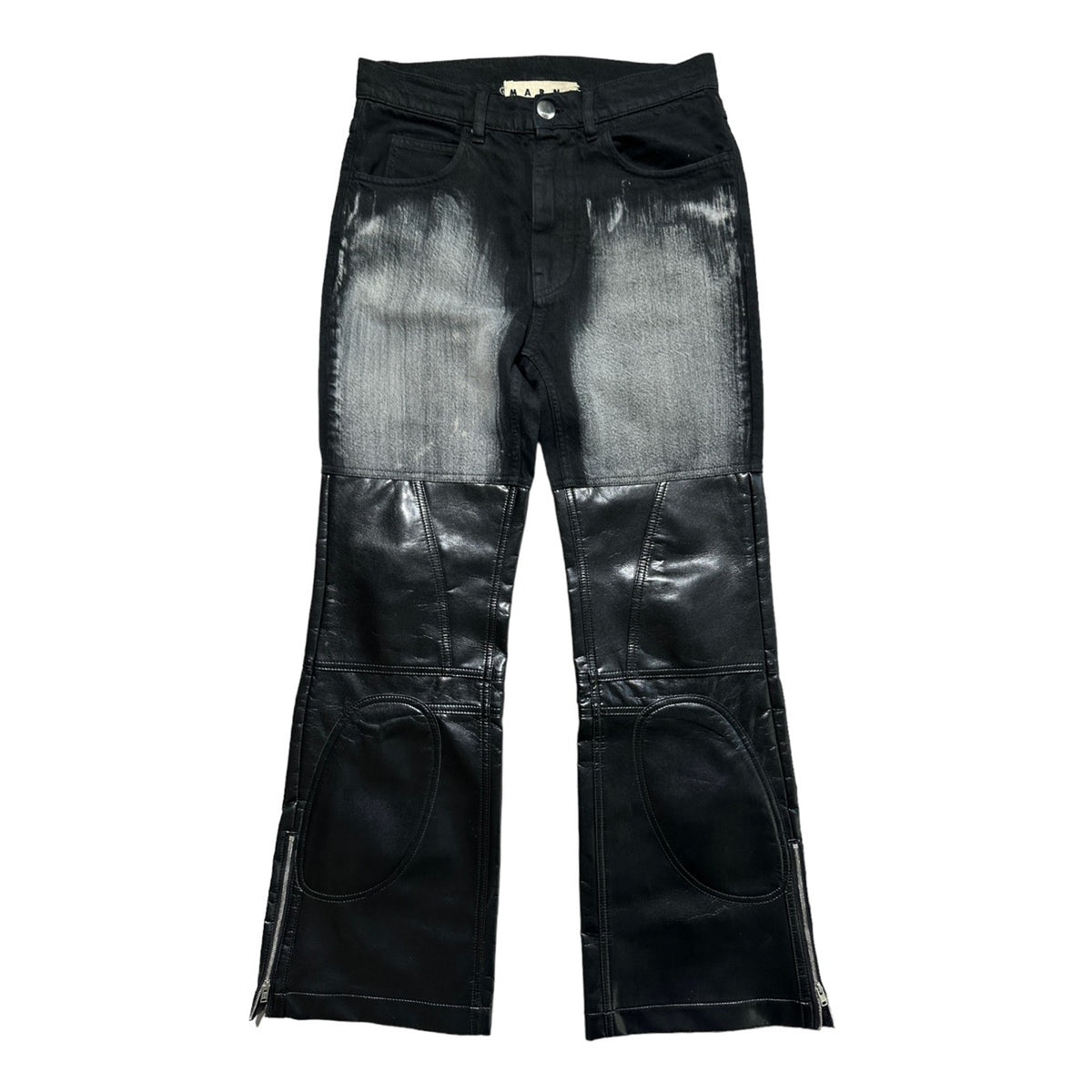 SS21 painted hybrid leather/denim pant