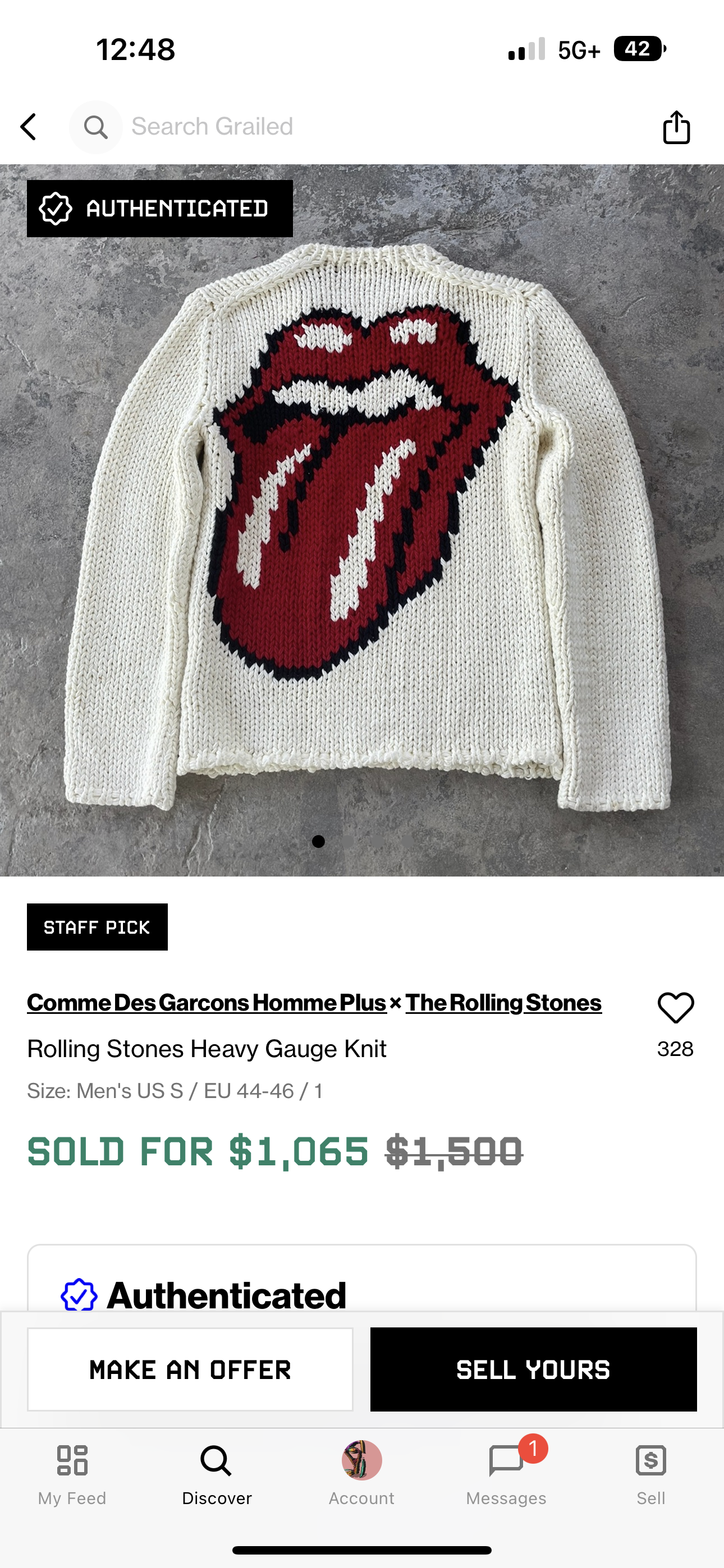 Heavy gauge Rolling Stones knit