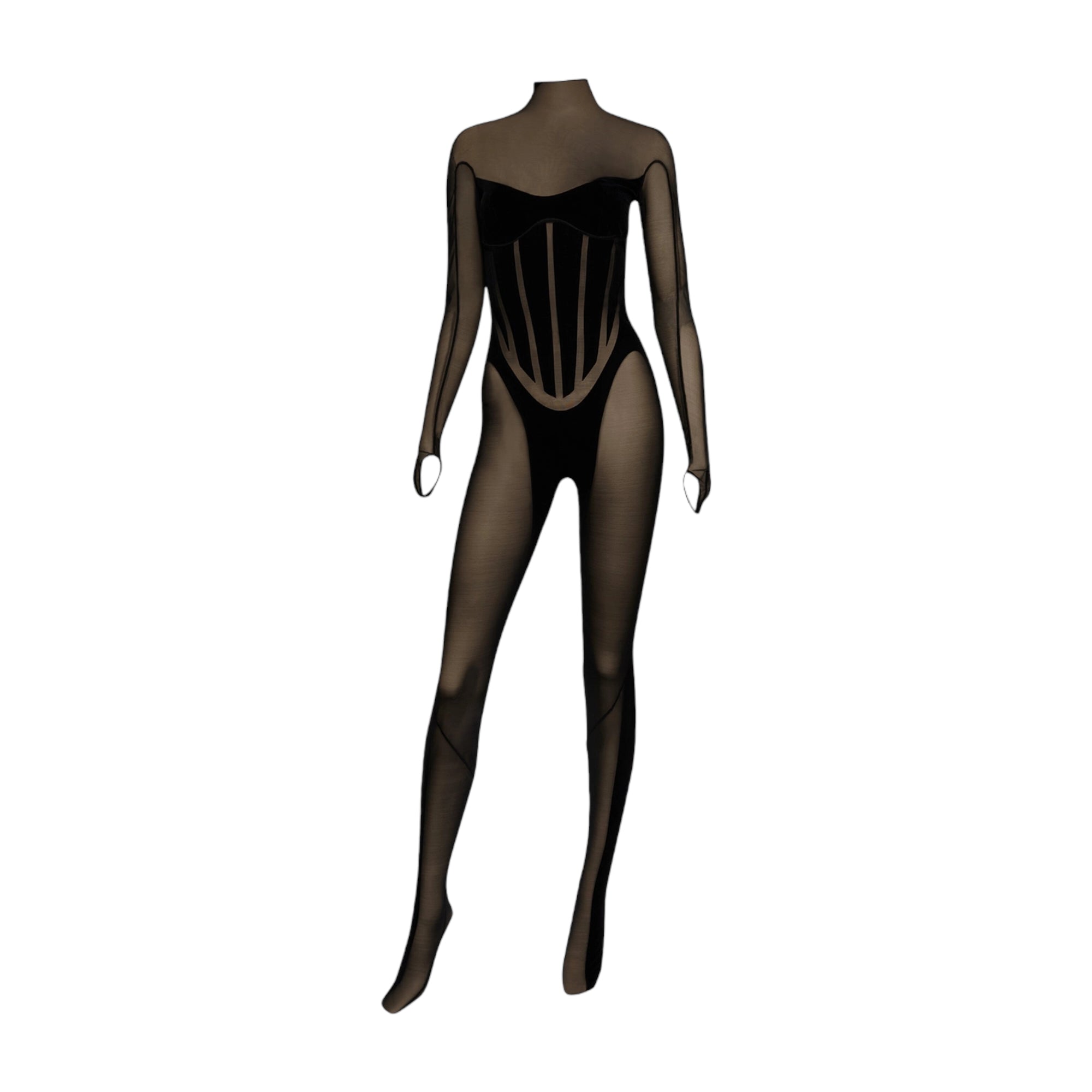 sheer body mesh suit