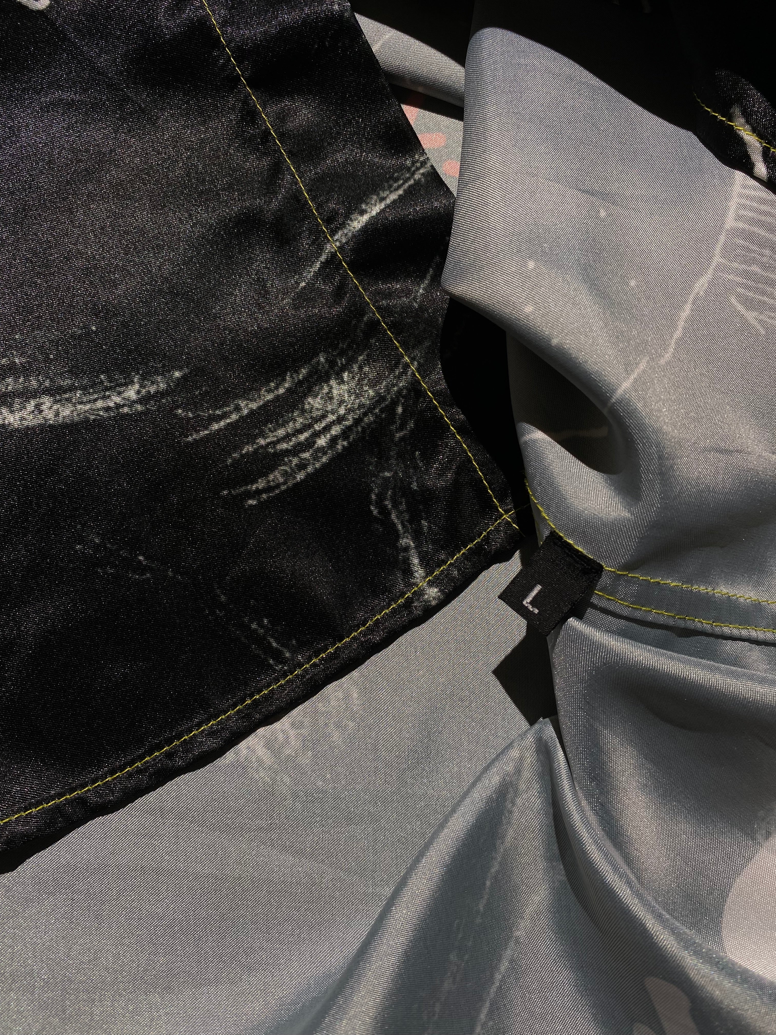 graphic silk button down