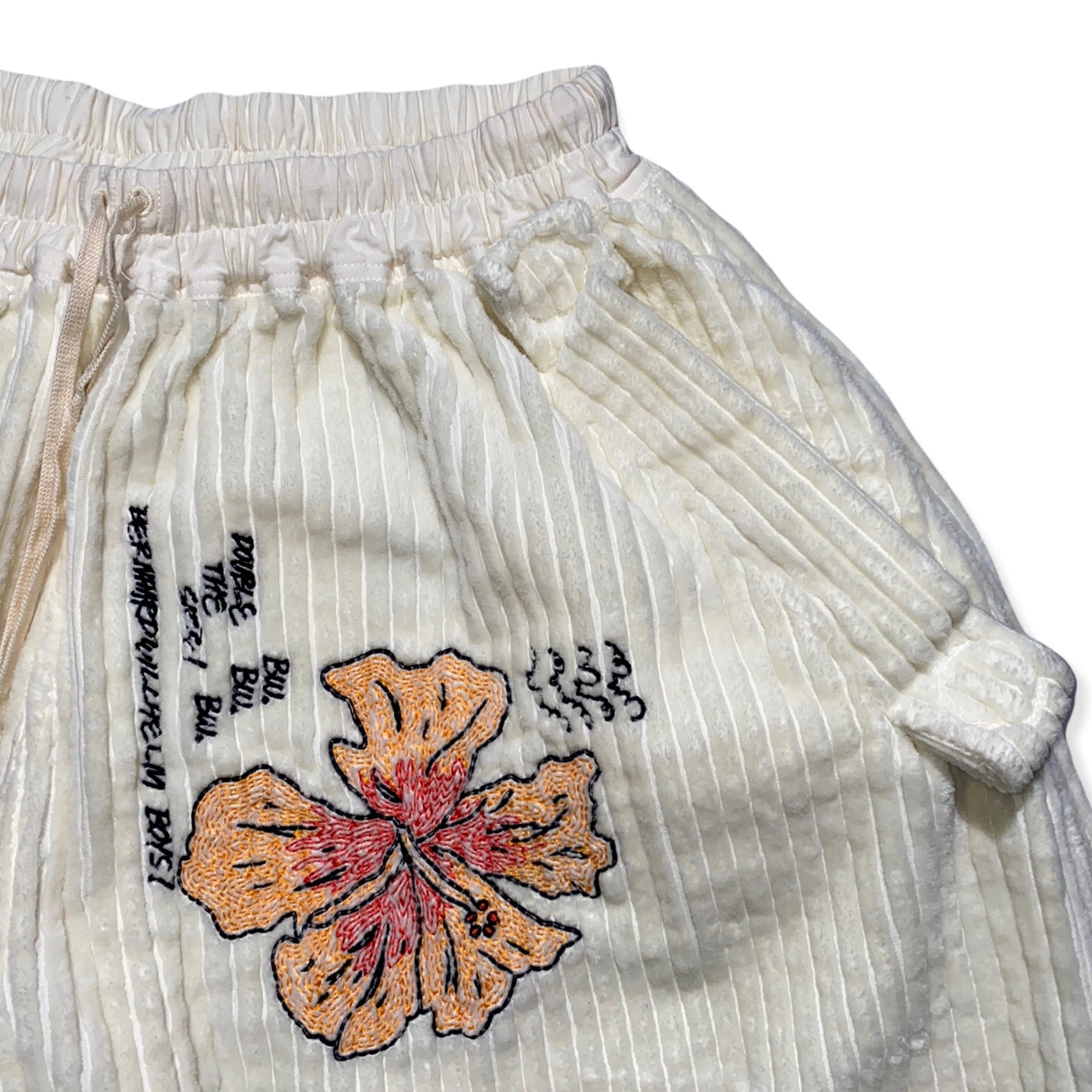 embroidered plush short