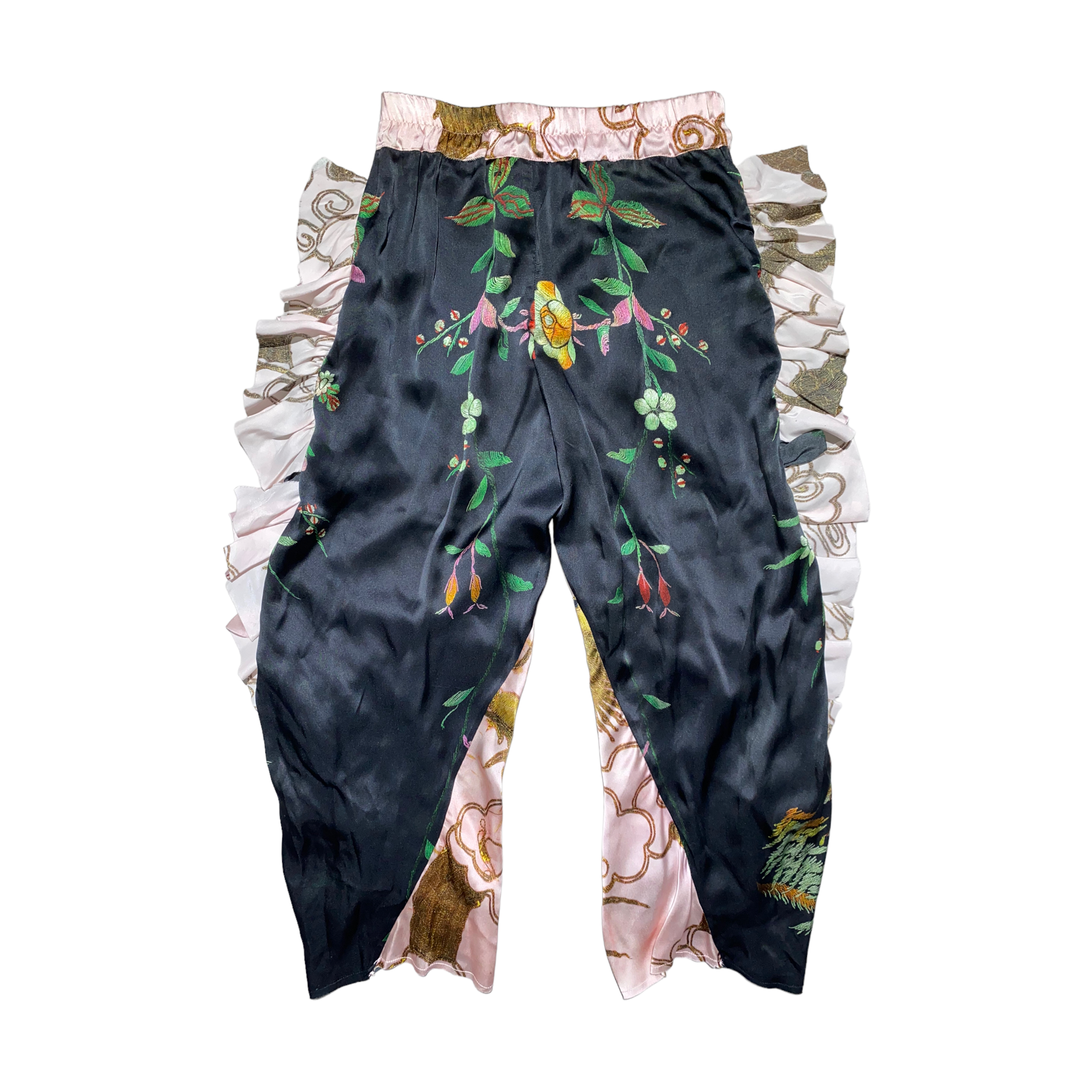 silk printed trousers