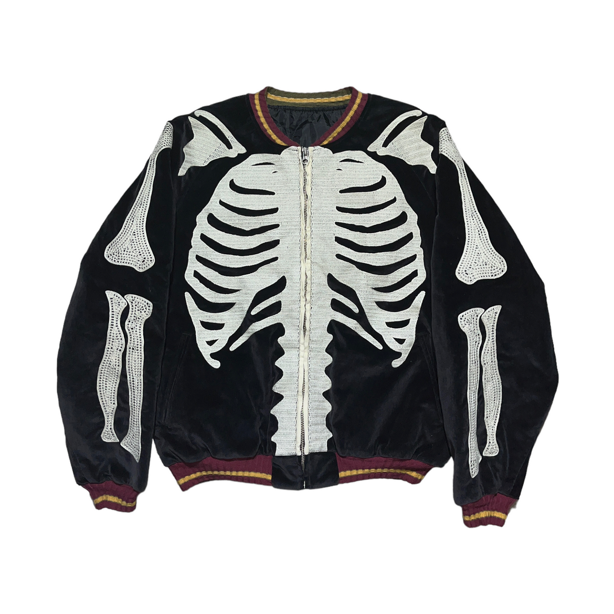 velvet skeleton souvenir bomber