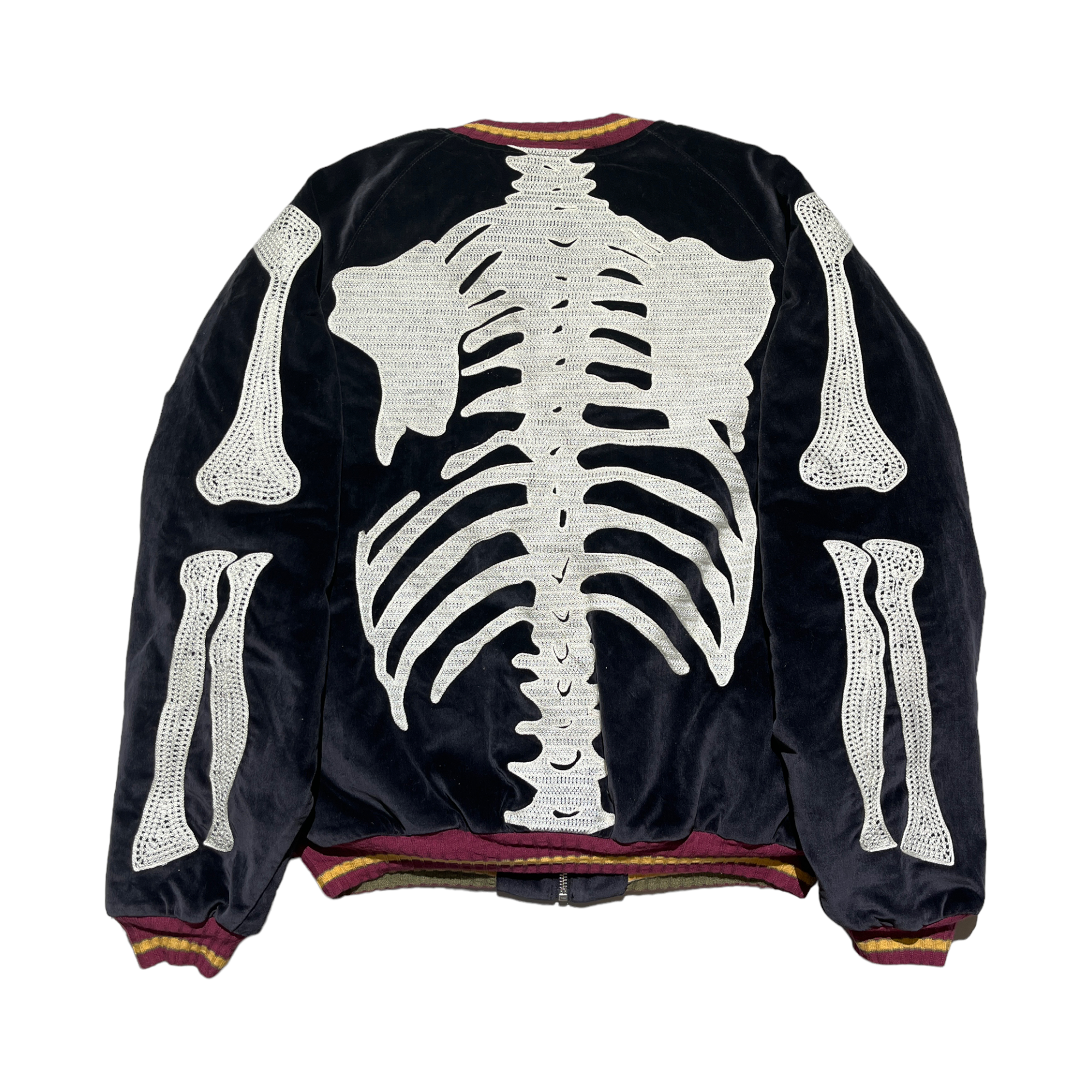 velvet skeleton souvenir bomber