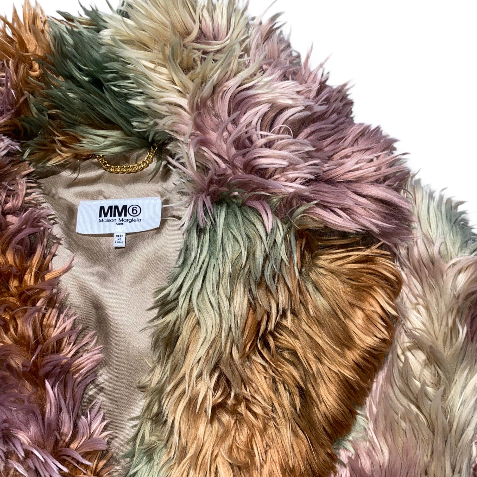 shaggy multicolor faux fur coat