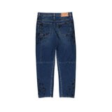 “oil” splattered denim