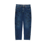 “oil” splattered denim